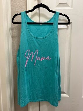 Bella Canvas Teal Tank Top with Pink "Mama" Script